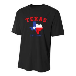 Texas Est 1845 Texas Pride Home State Texan Youth Performance Sprint T-Shirt