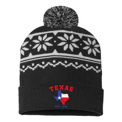 Texas Est 1845 Texas Pride Home State Texan USA-Made Snowflake Beanie