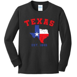 Texas Est 1845 Texas Pride Home State Texan Kids Long Sleeve Shirt