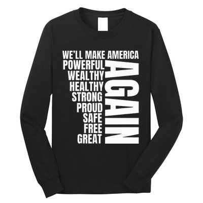 Trump Election 2024 Trump President Great Again Long Sleeve Shirt