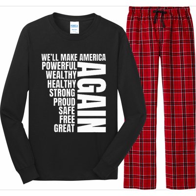 Trump Election 2024 Trump President Great Again Long Sleeve Pajama Set