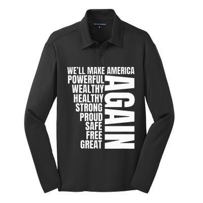 Trump Election 2024 Trump President Great Again Silk Touch Performance Long Sleeve Polo