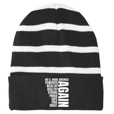 Trump Election 2024 Trump President Great Again Striped Beanie with Solid Band