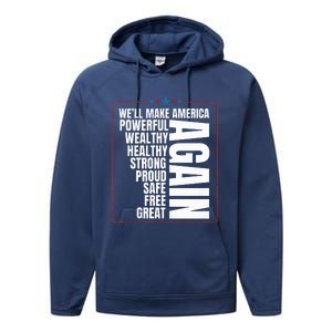 Trump Election 2024 Trump President Great Again Performance Fleece Hoodie