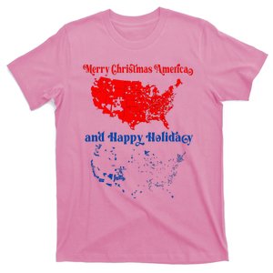 Trump Elections 2024 Usa Map Happy Holidays Marry Christmas T-Shirt