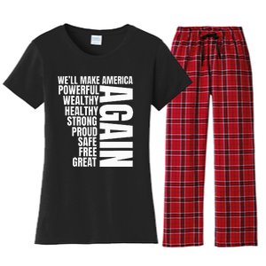 Trump Election 2024 Trump President Great Again Women's Flannel Pajama Set