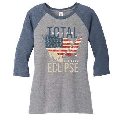 Total Eclipse 2024 Women's Tri-Blend 3/4-Sleeve Raglan Shirt