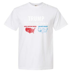 Trump Elections 2024 Usa Map Happy Holidays Merry Christmas Gift Garment-Dyed Heavyweight T-Shirt