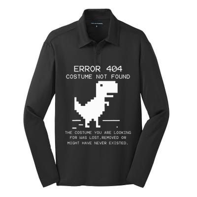 Trex Error 404 Costume Not Found Halloween Coding Programmer Silk Touch Performance Long Sleeve Polo