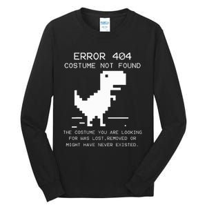 Trex Error 404 Costume Not Found Halloween Coding Programmer Tall Long Sleeve T-Shirt