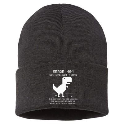 Trex Error 404 Costume Not Found Halloween Coding Programmer Sustainable Knit Beanie
