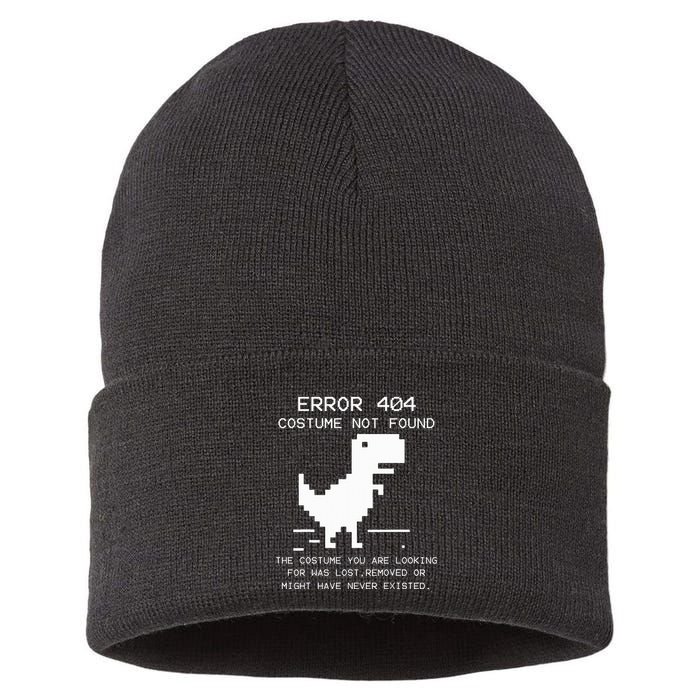 Trex Error 404 Costume Not Found Halloween Coding Programmer Sustainable Knit Beanie