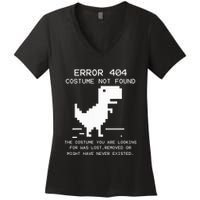 Trex Error 404 Costume Not Found Halloween Coding Programmer Women's V-Neck T-Shirt
