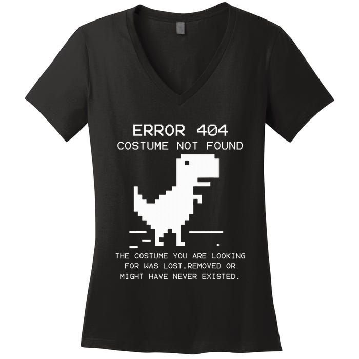 Trex Error 404 Costume Not Found Halloween Coding Programmer Women's V-Neck T-Shirt