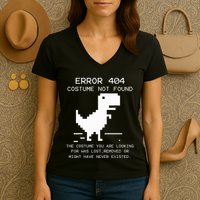 Trex Error 404 Costume Not Found Halloween Coding Programmer Women's V-Neck T-Shirt