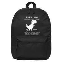 Trex Error 404 Costume Not Found Halloween Coding Programmer 16 in Basic Backpack