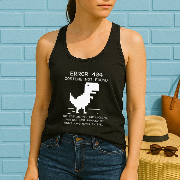 Trex Error 404 Costume Not Found Halloween Coding Programmer Women's Racerback Tank