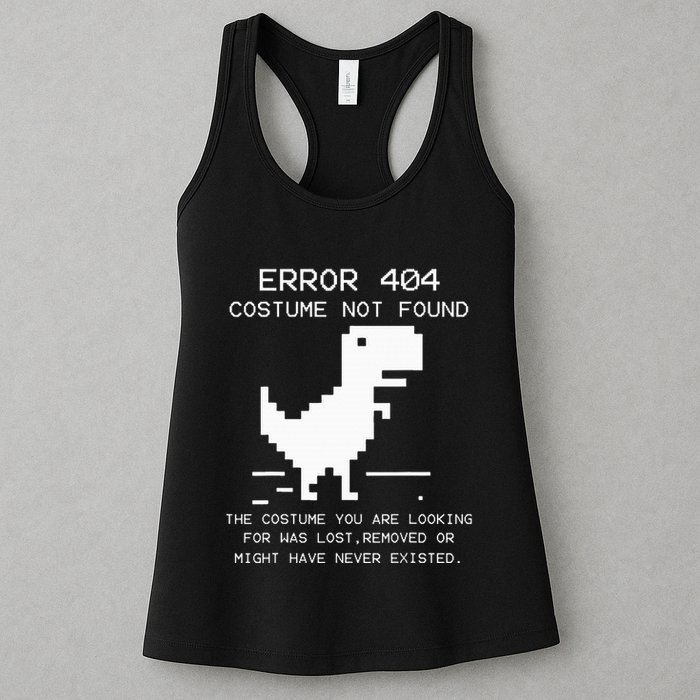 Trex Error 404 Costume Not Found Halloween Coding Programmer Women's Racerback Tank