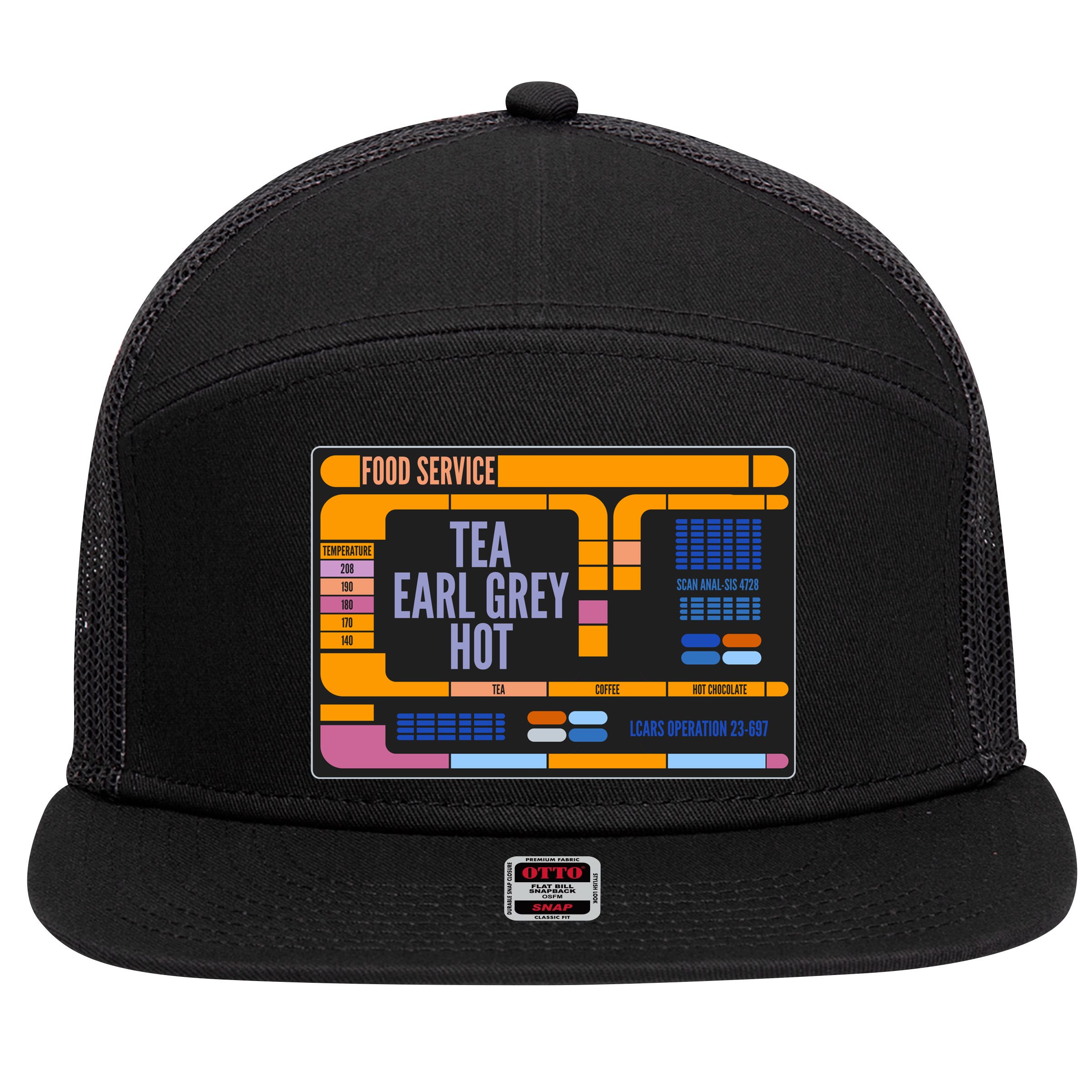 Tea Earl Grey Hot Captain Picard TNG 7 Panel Mesh Trucker Snapback Hat
