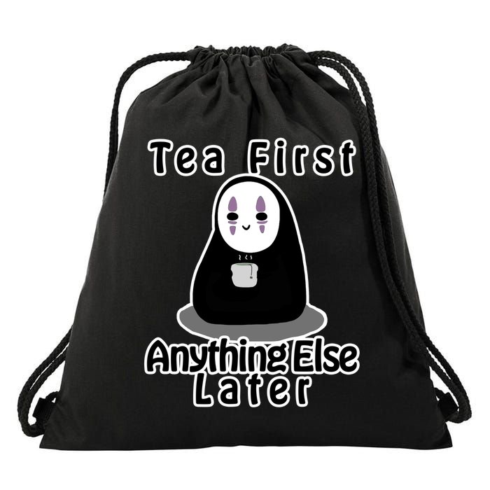 Tea First Anything Else Drawstring Bag
