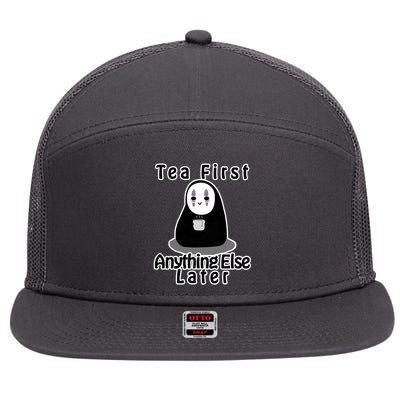 Tea First Anything Else 7 Panel Mesh Trucker Snapback Hat