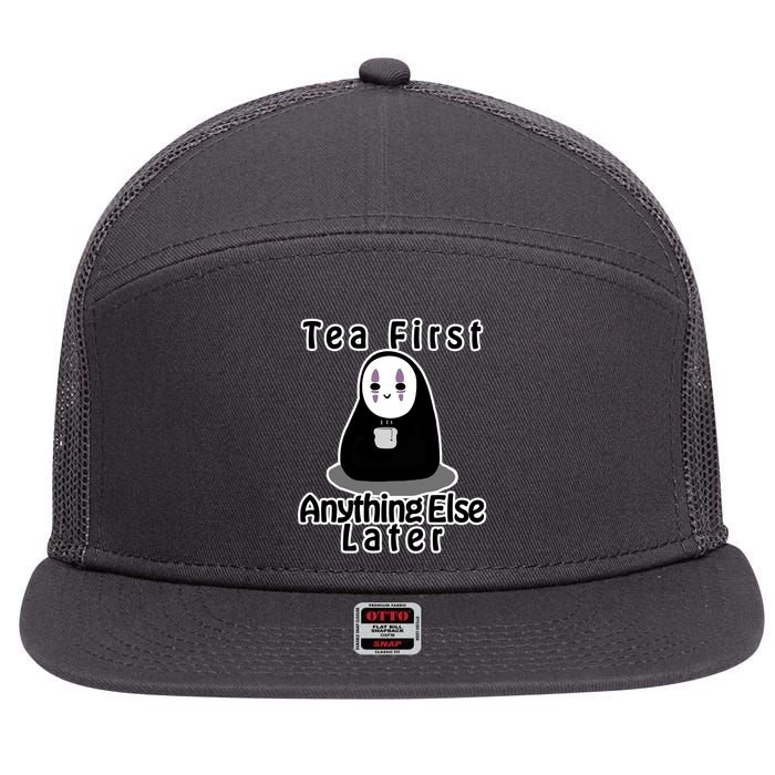 Tea First Anything Else 7 Panel Mesh Trucker Snapback Hat