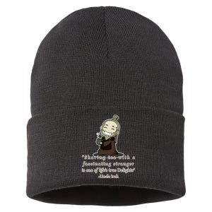 Tea With Strangers Uncle Iron Quote Sustainable Knit Beanie