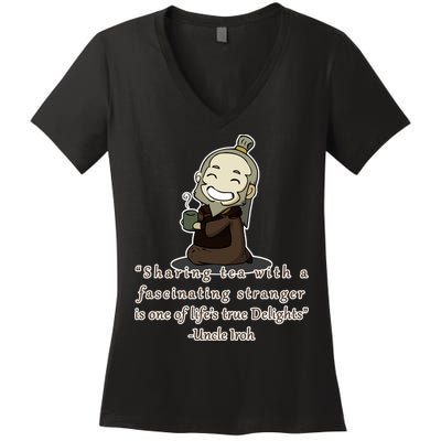 Tea With Strangers Uncle Iron Quote Women's V-Neck T-Shirt