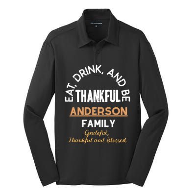 Thankful Eat Anderson Family Gift Silk Touch Performance Long Sleeve Polo