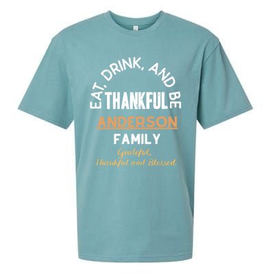 Thankful Eat Anderson Family Gift Sueded Cloud Jersey T-Shirt