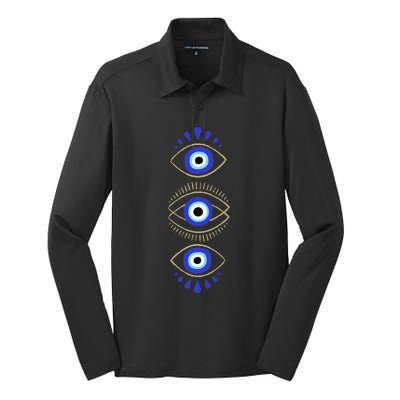 Third Eye All Seeing Spiritual Mystical Evil Eye Protection Silk Touch Performance Long Sleeve Polo