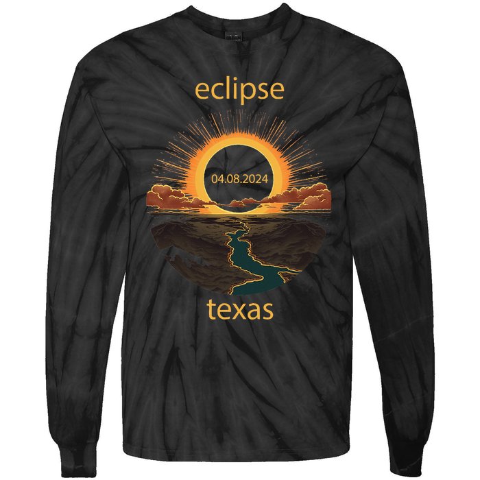 Texas Eclipse April 8 2024 04.08.2024 Tie-Dye Long Sleeve Shirt