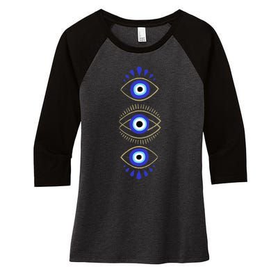 Third Eye All Seeing Spiritual Mystical Evil Eye Women's Tri-Blend 3/4-Sleeve Raglan Shirt