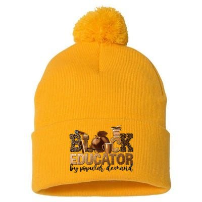 Teacher Educator African American Professor Pom Pom 12in Knit Beanie