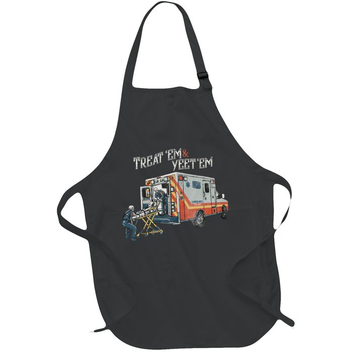 Treat Em And Yeet Em Skeleton Ambulance Funny Apron