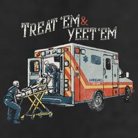 Treat Em And Yeet Em Skeleton Ambulance Funny 15oz Campfire Ceramic Mug
