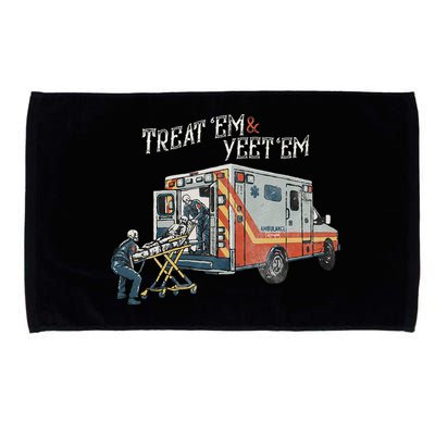 Treat Em And Yeet Em Skeleton Ambulance Funny Microfiber Hand Towel