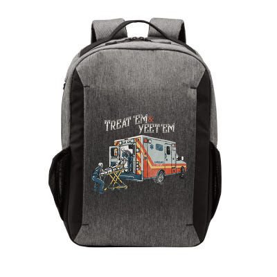 Treat Em And Yeet Em Skeleton Ambulance Funny Vector Backpack