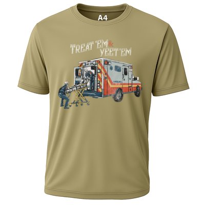 Treat Em And Yeet Em Skeleton Ambulance Funny Performance Shirt