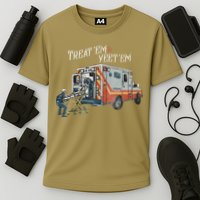 Treat Em And Yeet Em Skeleton Ambulance Funny Performance Shirt