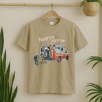 Treat Em And Yeet Em Skeleton Ambulance Funny T-Shirt