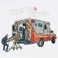 Treat Em And Yeet Em Skeleton Ambulance Funny Garment-Dyed Sweatshirt