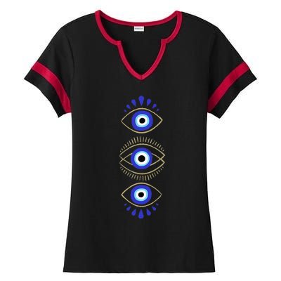 Third Eye All Seeing Spiritual Mystical Evil Eye Protection Ladies Halftime Notch Neck Tee