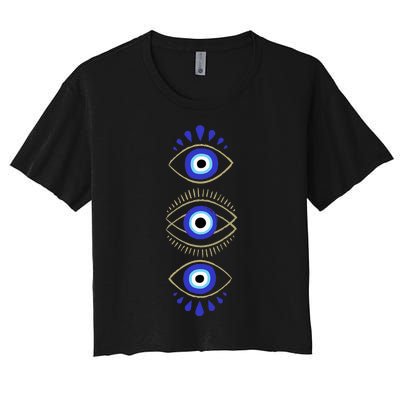 Third Eye All Seeing Spiritual Mystical Evil Eye Protection Women's Crop Top Tee