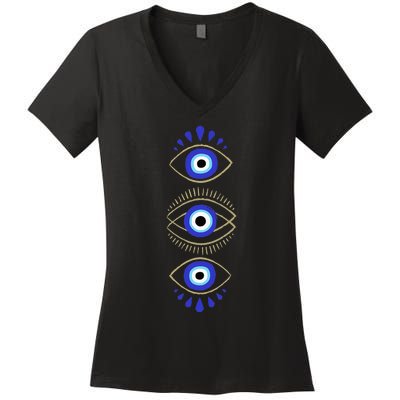 Third Eye All Seeing Spiritual Mystical Evil Eye Protection Women's V-Neck T-Shirt