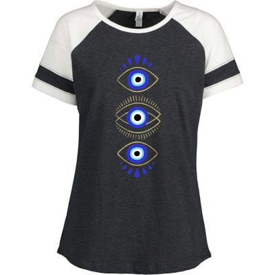 Third Eye All Seeing Spiritual Mystical Evil Eye Protection Enza Ladies Jersey Colorblock Tee