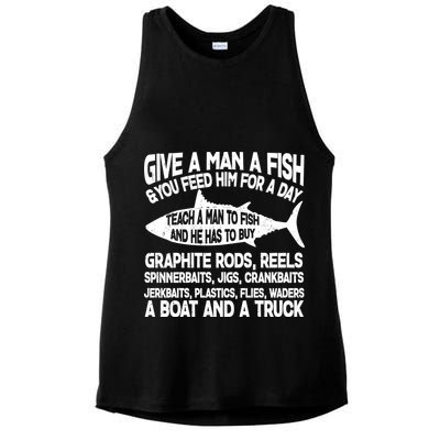 Teach A Man A Fish And He Has To Buy A Boat Ladies PosiCharge Tri-Blend Wicking Tank