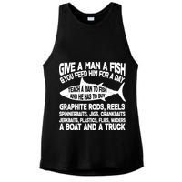 Teach A Man A Fish And He Has To Buy A Boat Ladies PosiCharge Tri-Blend Wicking Tank
