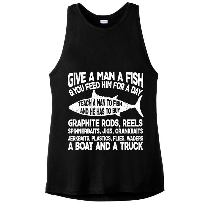 Teach A Man A Fish And He Has To Buy A Boat Ladies PosiCharge Tri-Blend Wicking Tank