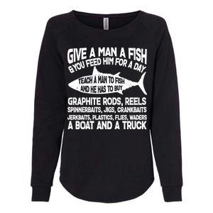 Teach A Man A Fish And He Has To Buy A Boat Womens California Wash Sweatshirt